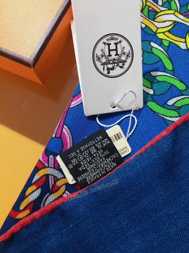 Hermes專櫃新款愛馬仕絲絨方巾經典山羊絨真絲印花大方巾 mmyj1525